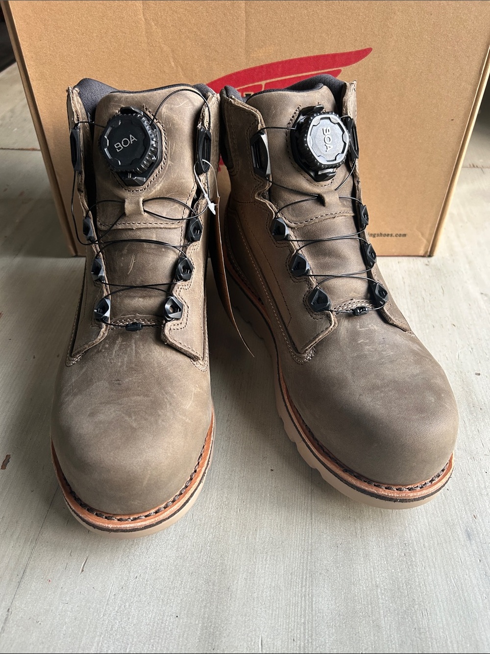 RED WING shoes Men's Brown Work Boots with BOA Closure